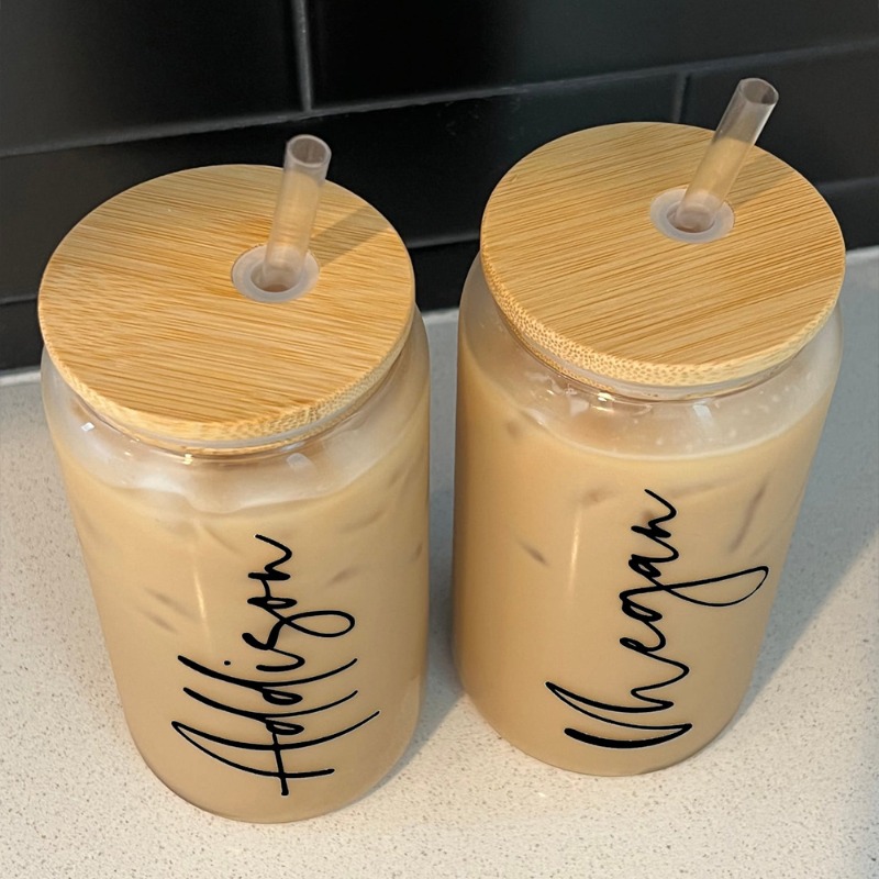 كوب قهوة مثلج زجاجي مخصص باسمك - مراجعة Reusable Straw وسعره
