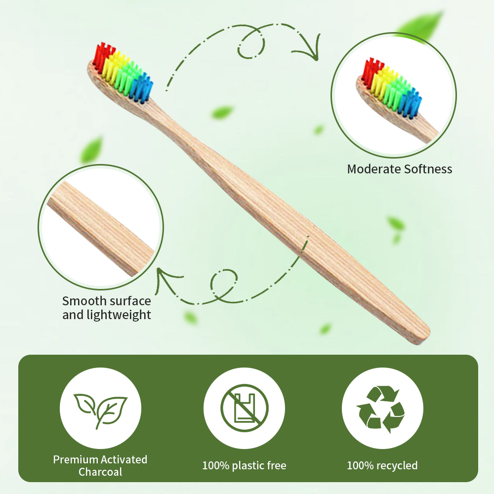 10 عبوات من فرش أسنان قوس قزح  - مراجعة Bamboo Toothbrush وسعره