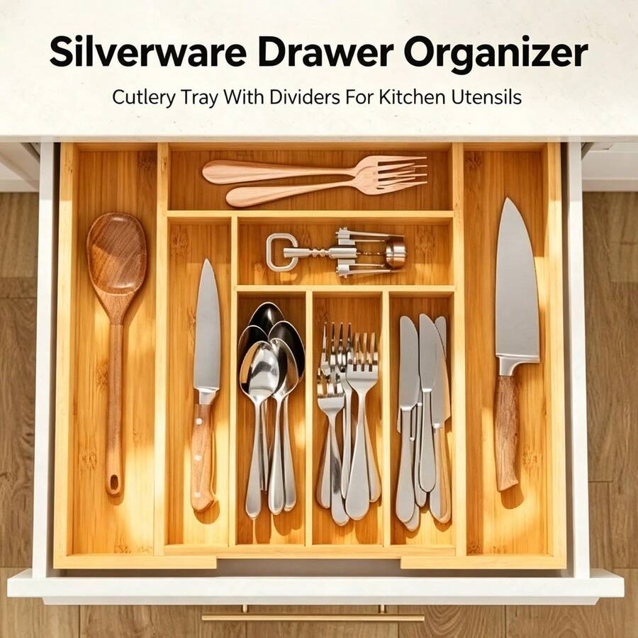 منظم أدراج من الخيزران، قابل ل - مراجعة Bamboo Cutlery وسعره